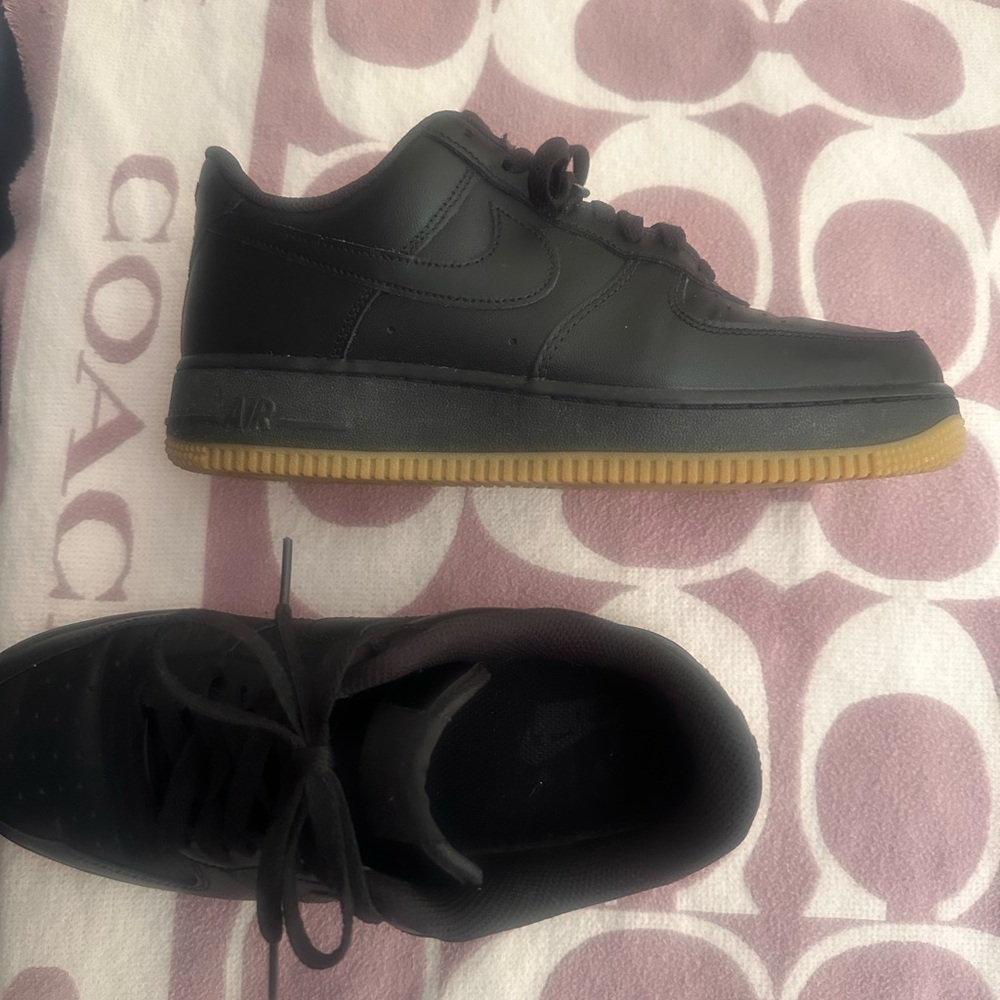 Nike Black and Gum Sole Air Force One Sneakers - Picture 6 of 10